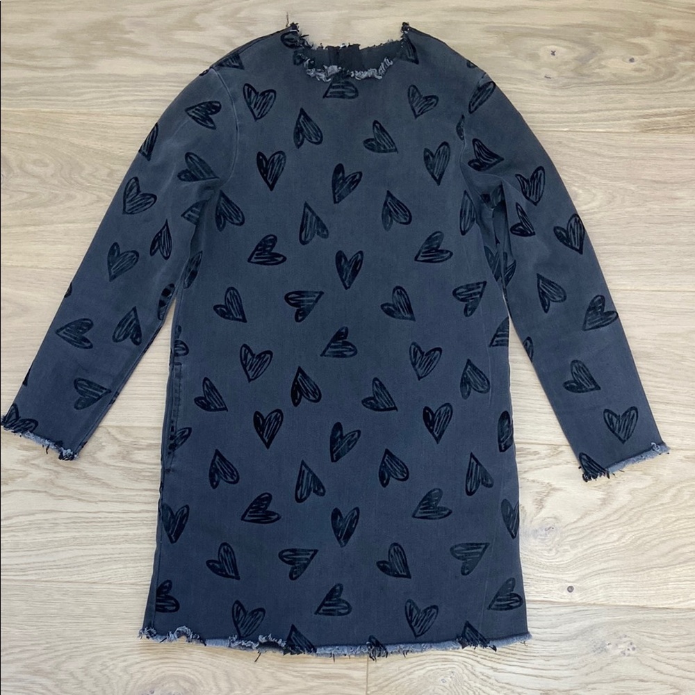 Gray Dress with Black Heart Pattern